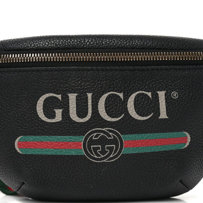 Grained Calfskin Small Logo Belt Bag Black