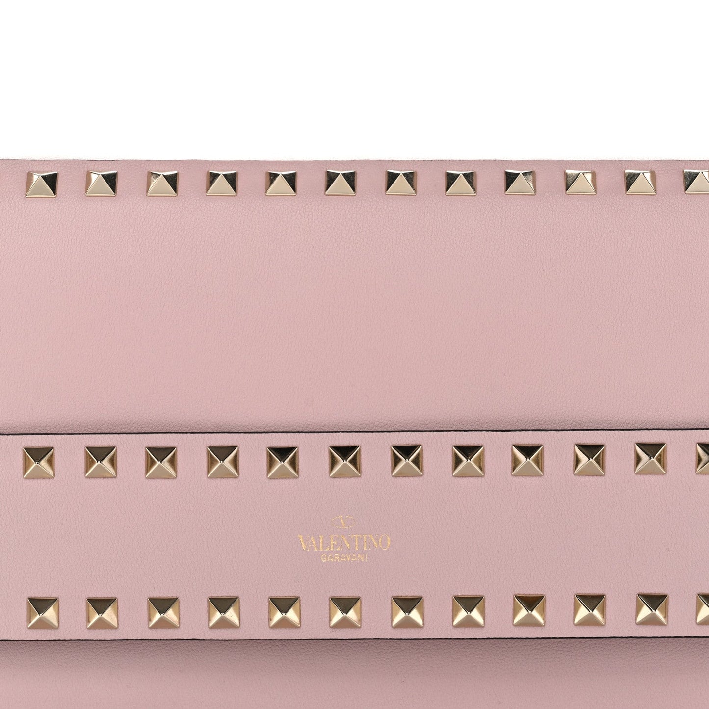 Pebble Calfskin Rockstud Side Slip Wristlet Clutch Water Rose