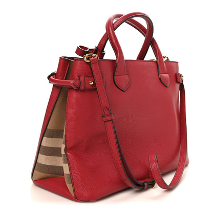 Derby Calfskin House Check Medium Banner Tote Russet Red