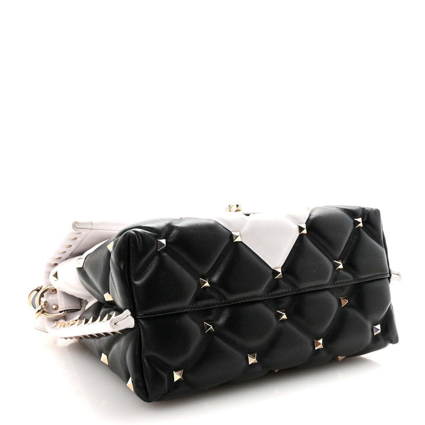Nappa Medium Candystud Top Handle Bag White Black
