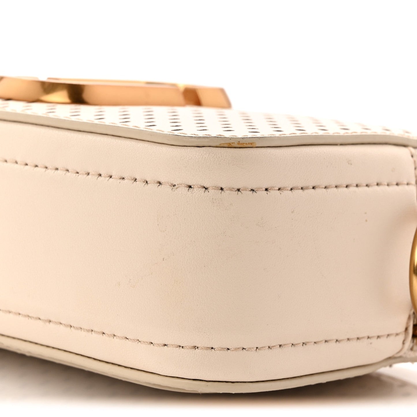 Perforated Calfskin Small Snapshot Camera Bag Tapioca
