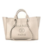 Caviar Medium Studded Deauville Tote Ivory