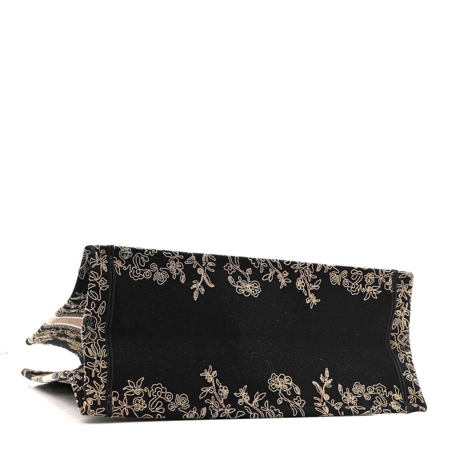 Canvas Embroidered Large Ornamental Cornely Book Tote Black Beige