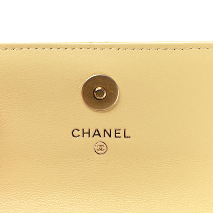 Lambskin Quilted Pearl Crush Clutch With Chain Yellow