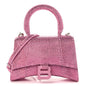 Strass Suede Hourglass Top Handle Bag XS Pink