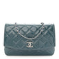 Patent Quilted Brilliant Wallet On Chain WOC Blue