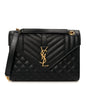Grain De Poudre Textured Mixed Matelasse Triquilt Medium Monogram Satchel Black