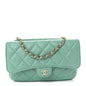 Caviar Quilted Flap Phone Holder With Chain Turquoise