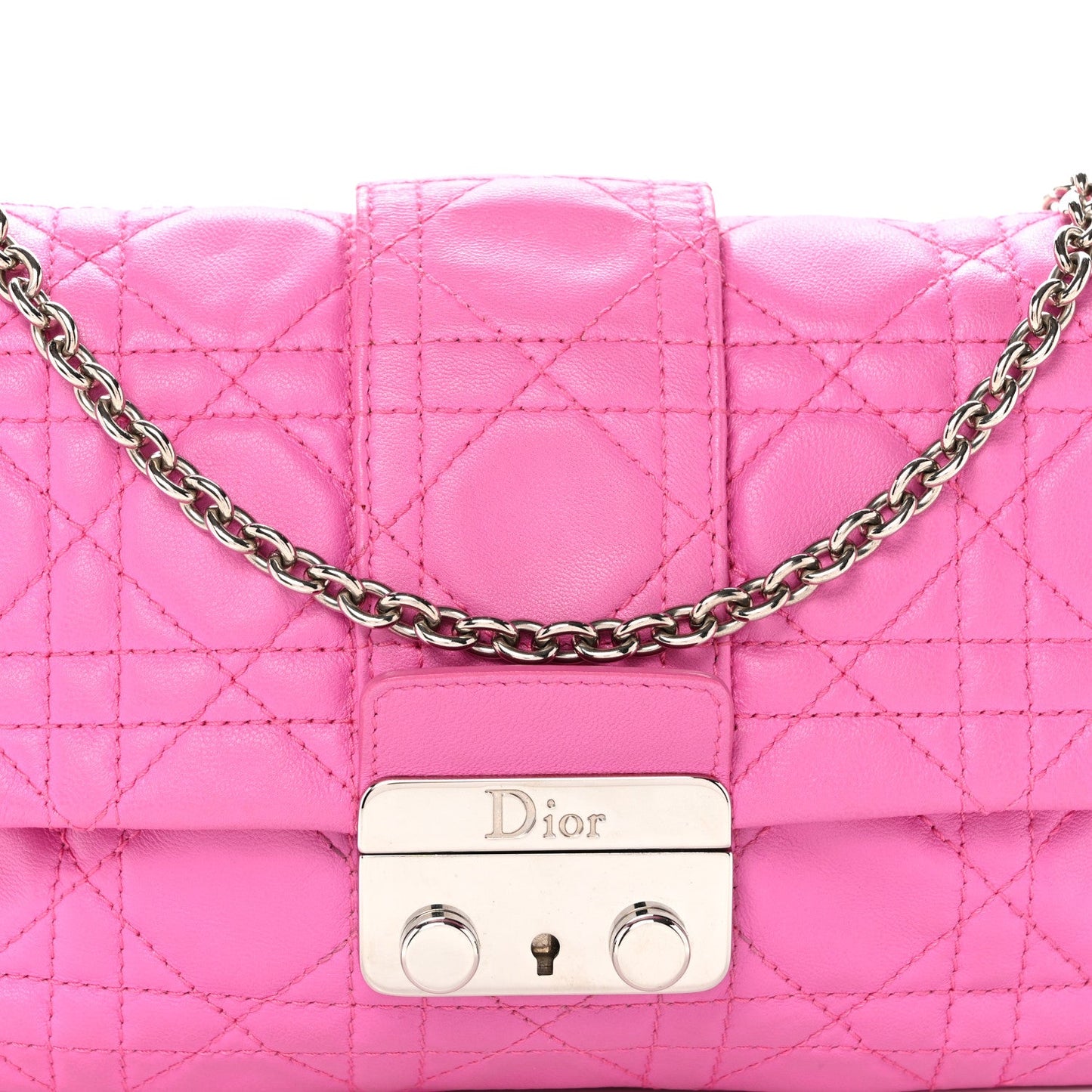 Lambskin Cannage Miss Dior Promenade Pouch Fuchsia