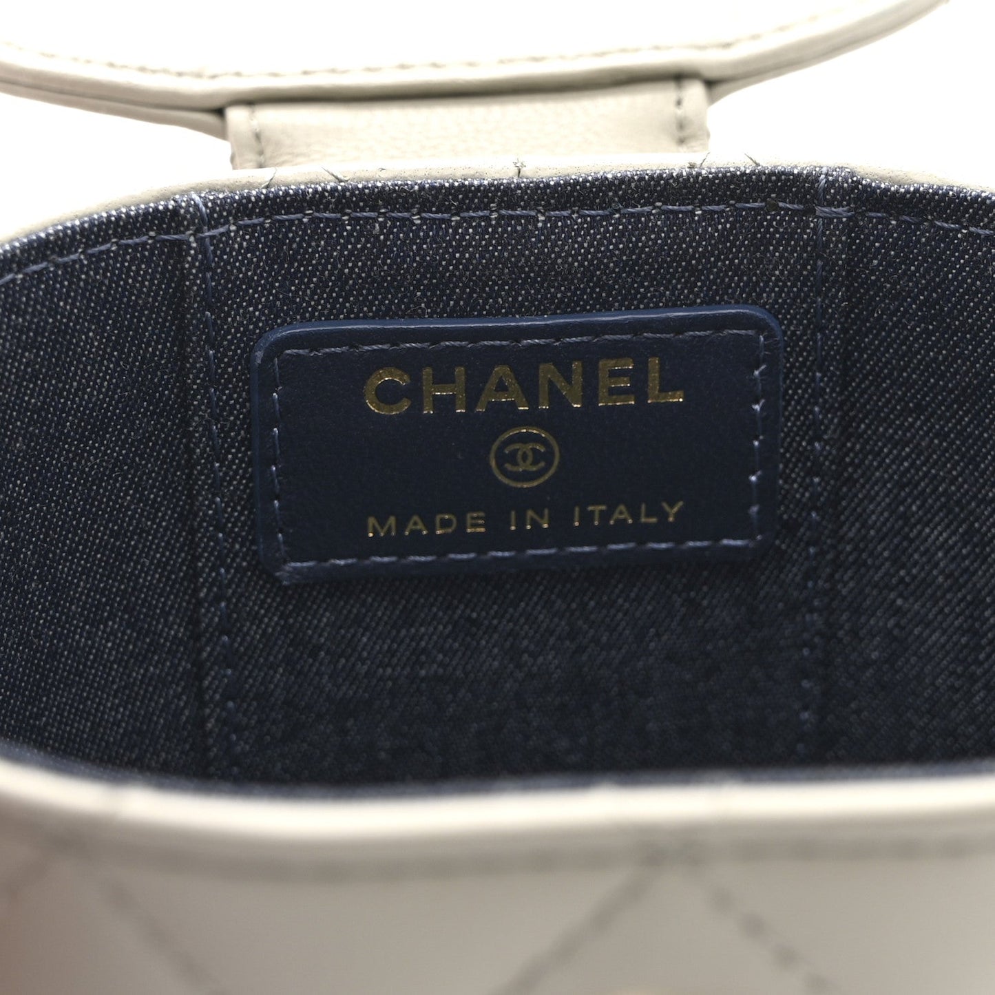Lambskin Quilted Mini Vanity Case With Chain Grey