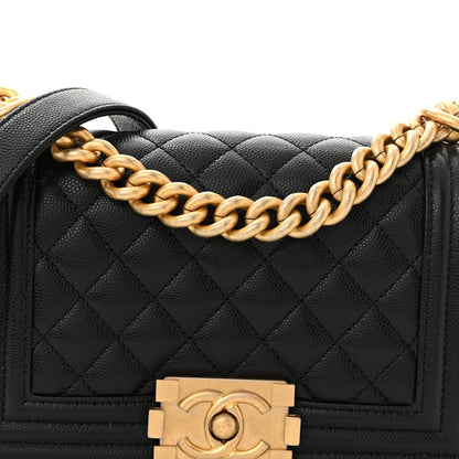 Caviar Quilted Small Boy Flap Black