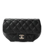Calfskin Quilted CC Uniform Flap Belt Bag Black