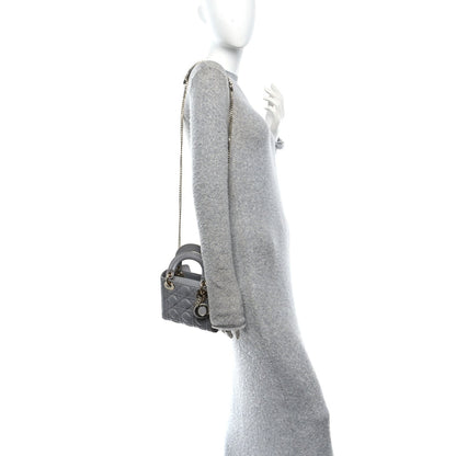 Lambskin Cannage Mini Lady Dior Gray Opaline