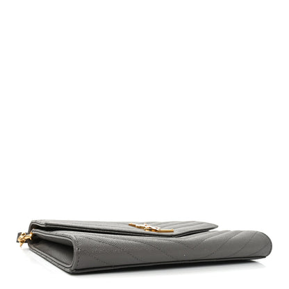 Grain De Poudre Matelasse Chevron Monogram Envelope Clutch Fog