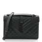 Grain De Poudre Textured Mixed Matelasse Triquilt Medium Monogram Monochrome Satchel Black