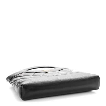 Shiny Crumpled Calfskin Quilted Nano 31 Shopping Bag Black