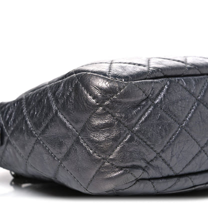Metallic Aged Calfskin Quilted Large Reissue Camera Case Silver