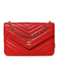 Goatskin Chevron Quilted Statement Wallet On Chain WOC Red