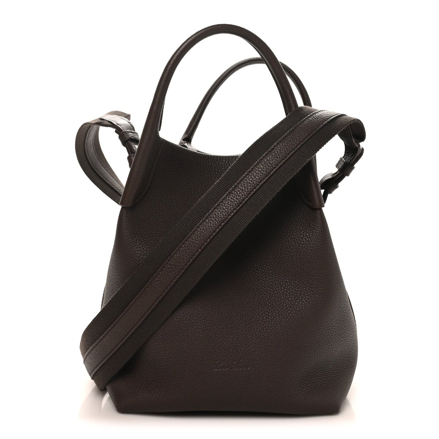 Grained Calfskin Small Bale Bag Dark Brown