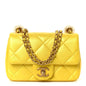 Pearly Lambskin Pearl Quilted Mini Flap Yellow