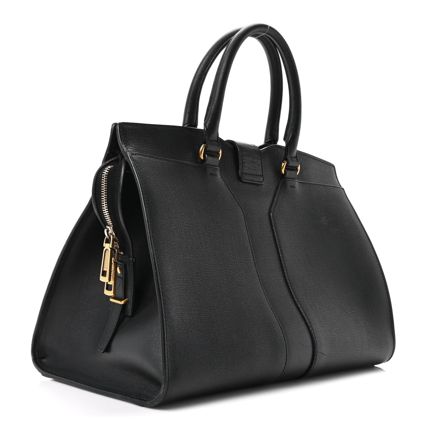 Textured Calfskin Medium Cabas ChYc Black