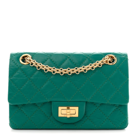 Aged Calfskin Quilted 2.55 Reissue Mini Flap Green