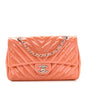 Patent Chevron Quilted Medium Single Flap Pink