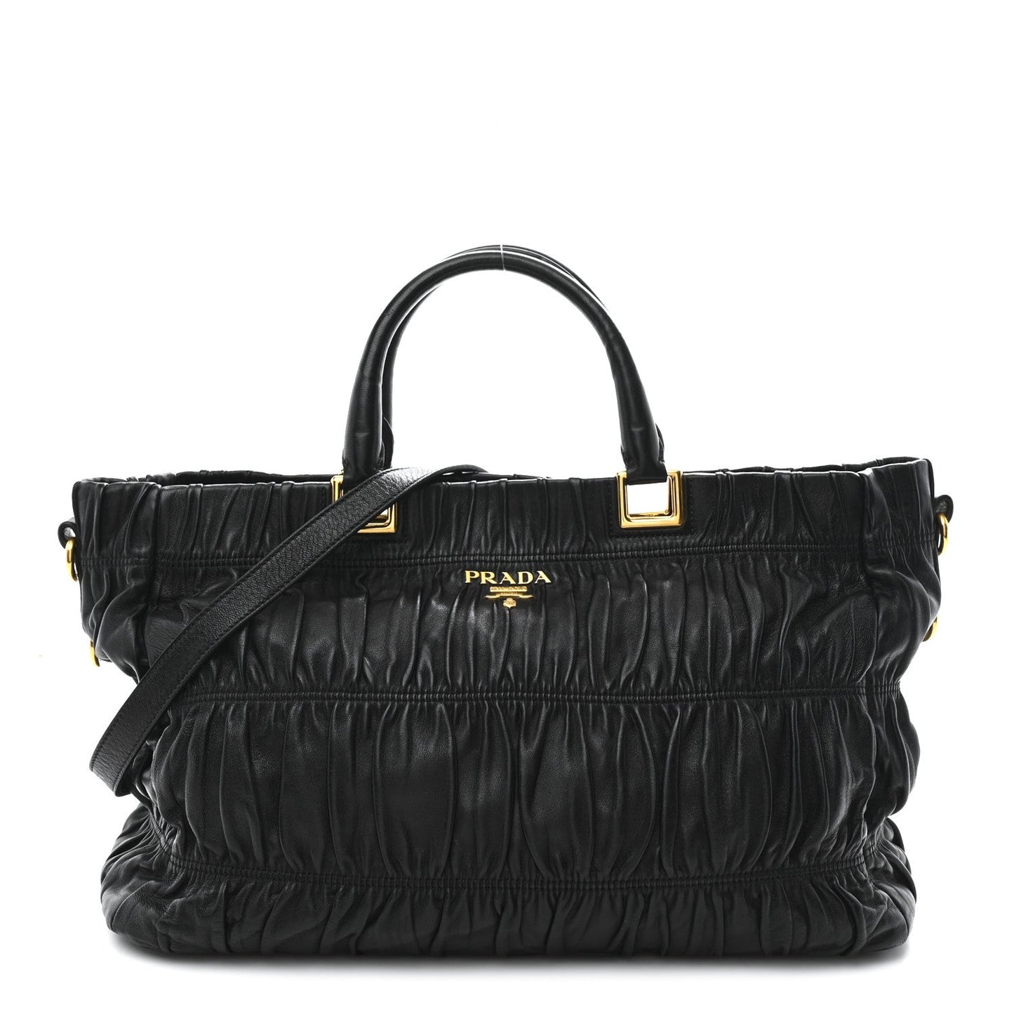 Nappa Gaufre Top Handle Satchel Black