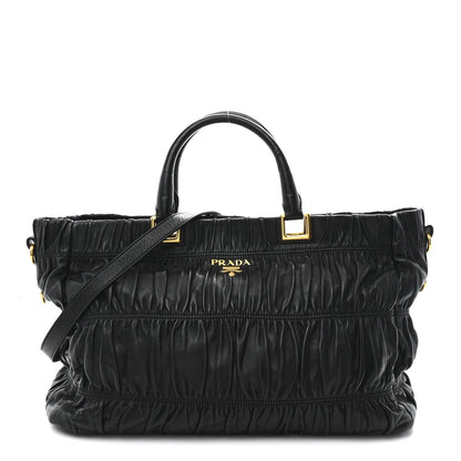 Nappa Gaufre Top Handle Satchel Black