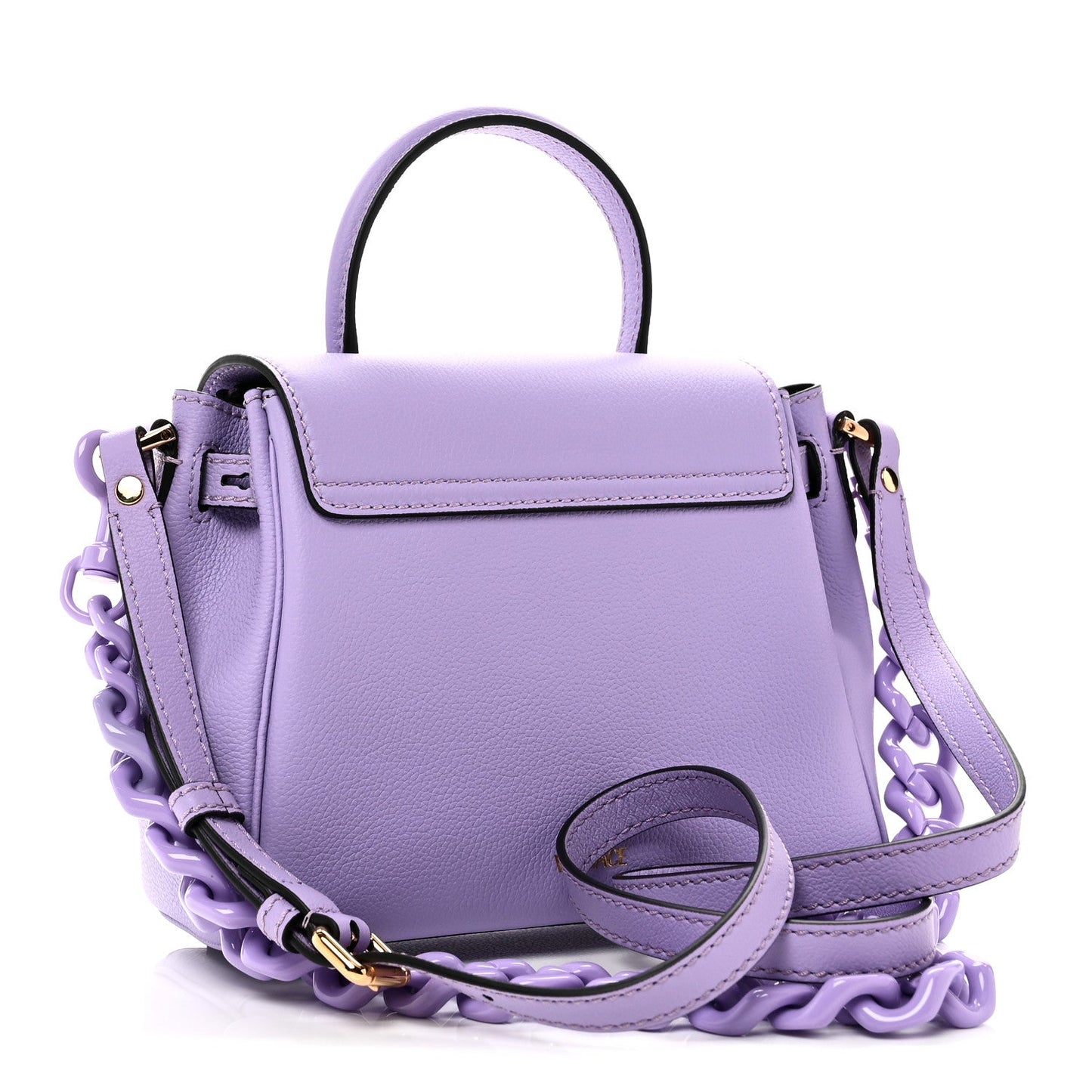 Grained Calfskin Small La Medusa Top Handle Bag Lilac