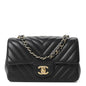 Lambskin Chevron Quilted Mini Rectangular Flap Black