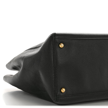 Calfskin Cerf Executive Shopper Tote Black