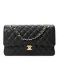 Caviar Quilted Medium Double Flap Black