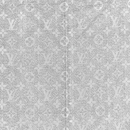 Silk Wool Monogram Infra Shawl Blue