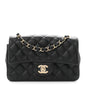 Lambskin Quilted Mini Rectangular Flap Black