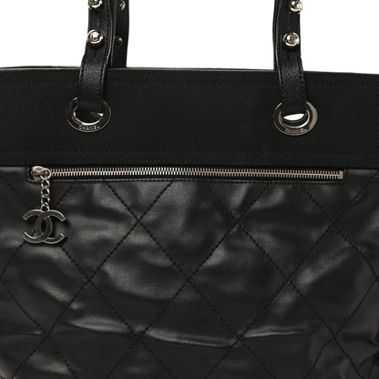 Coated Canvas Quilted Large Paris Biarritz Tote Black
