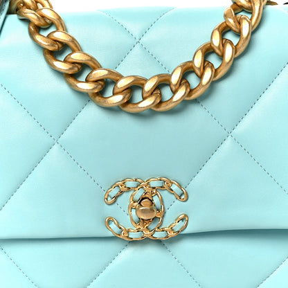 Lambskin Quilted Large Chanel 19 Flap Light Blue