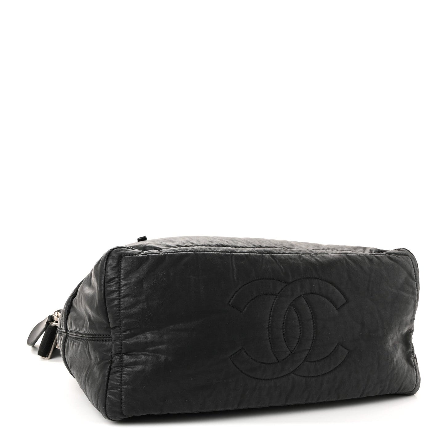 Coated Canvas Quilted Large Garment Travel Bag Black