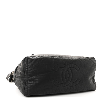 Coated Canvas Quilted Large Garment Travel Bag Black