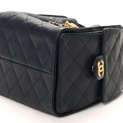 Caviar Quilted Small Chanel 25 Handbag Dark Navy