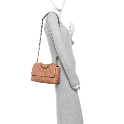 Lambskin Quilted Medium Chanel 19 Flap Brown