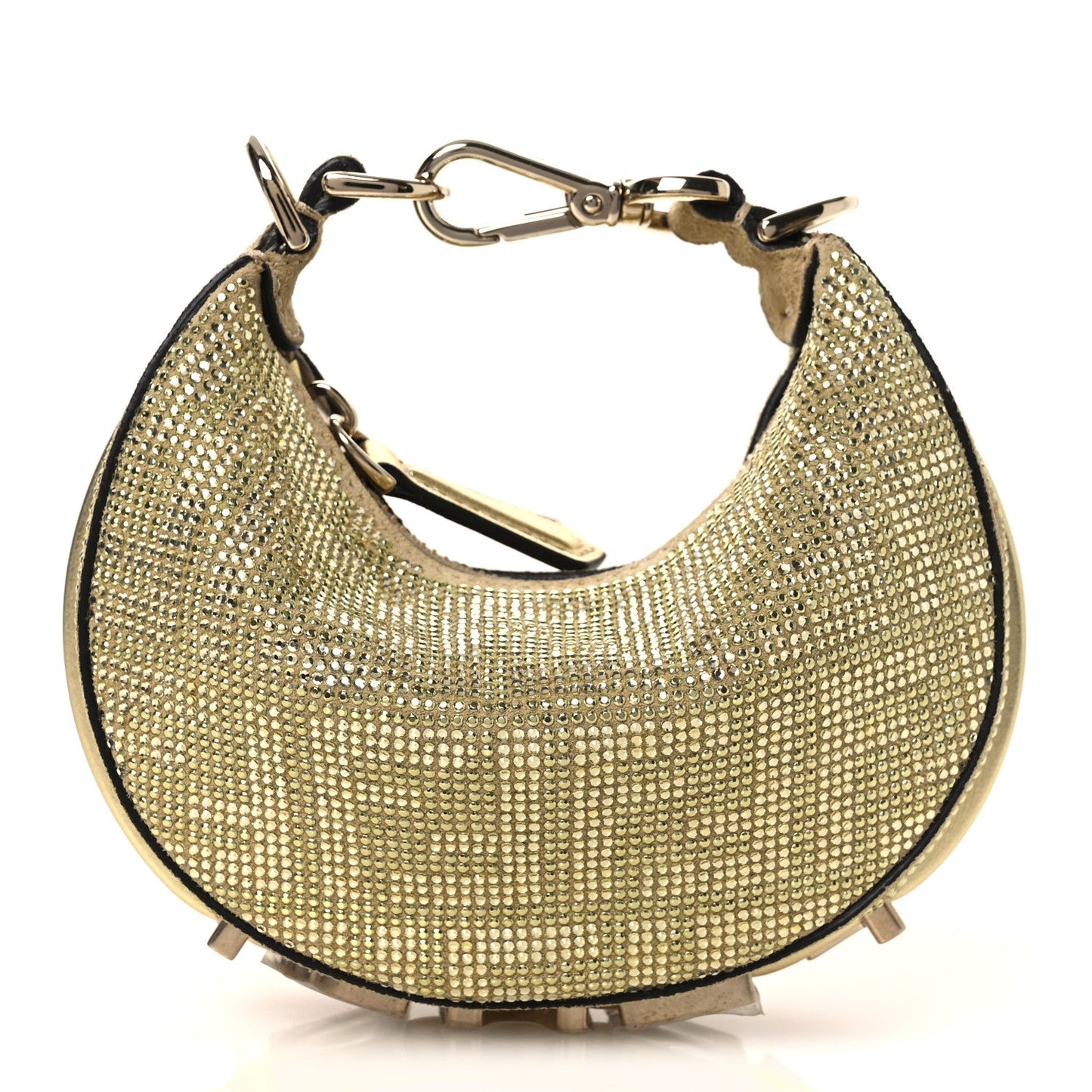 Crystal Vitello Laminato Suede FF Nano Fendigraphy Hobo Bag Platino