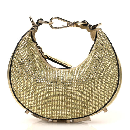 Crystal Vitello Laminato Suede FF Nano Fendigraphy Hobo Bag Platino