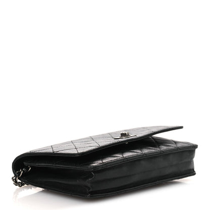 Aged Calfskin Quilted Reissue Wallet On Chain WOC Black