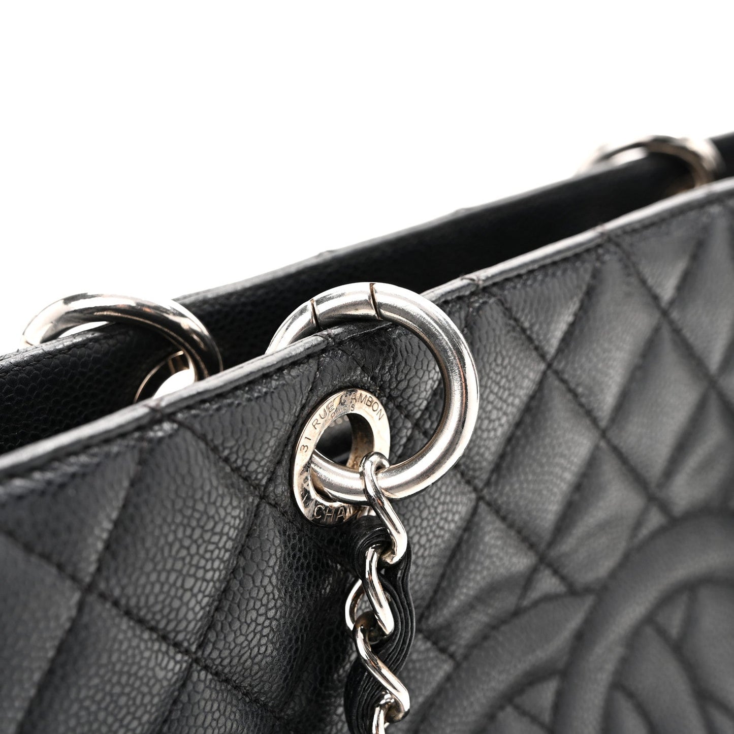 Caviar Quilted Grand Shopping Tote GST Black