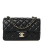 Lambskin Quilted Mini Rectangular Flap Black
