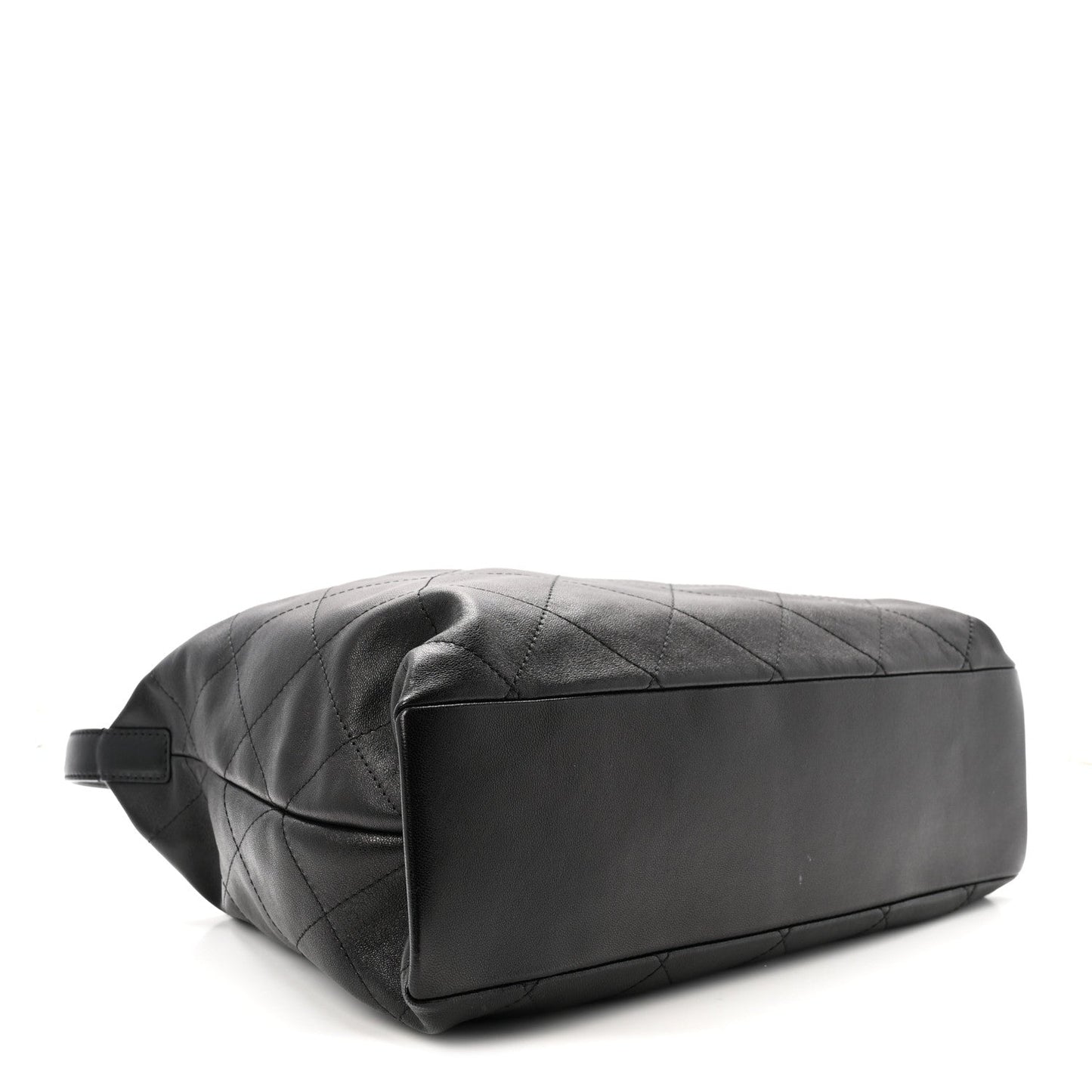 Shiny Lambskin Quilted Maxi Hobo Black