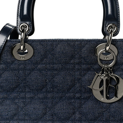 Denim Cannage Medium Lady Dior Blue Black