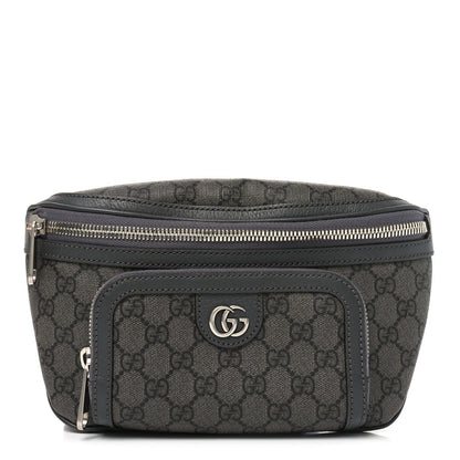 GG Supreme Monogram Textured Dollar Calfskin Ophidia Belt Bag Grey Black Graphite Grey