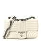 Soft Calfskin Impunture Diagramme Medium Chain Flap Shoulder Bag White